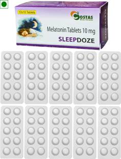 SLEEPDOZE Melatonin 10 mg Tablet, Natural Sleeping pills, Non Addictive,(100 Veg-Tablets)