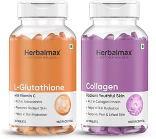 Herbal max L-Glutathione Vitamin C & Collagen Tablet, Skin Brightening, Anti-Aging