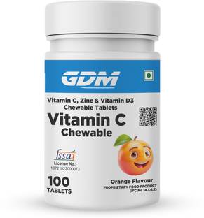 gdm nutraceuticals llp Vitamin C with Zinc & Vitamin D3 Chewable Supplement - Orange Flavour