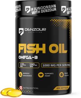 DENZOUR NUTRITION Omega-3 Fish Oil 1000mg | 180mg EPA & 120mg DHA For Muscle, eye & Joint Support