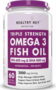 HealthyHey Nutrition Fish Oil - Omega 3 (1000 Mg) Burpless - 60 Softgel