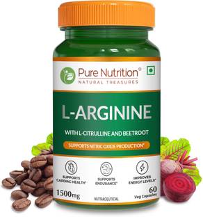 Pure Nutrition L-Arginine 1500mg with Green Coffee & Beetroot, Supports Muscle Growth & Stamina