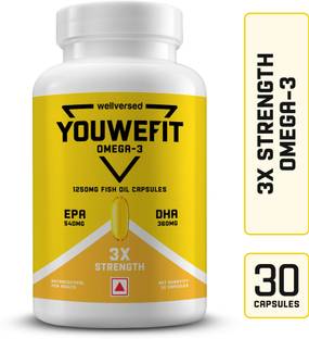 YouWeFit Omega-3 Fish Oil | 1250mg Triple Strength Capsules | No Fishy Burps