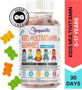 Arogyasiddhi Super Kids Multivitamin Gummies 5-17 Years | Vit A, C, B, D, E | No Added Sugar