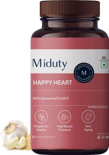 Miduty Happy Heart - CoQ10 - Heart Health - BP - Energy Booster - 100% Vegetarian