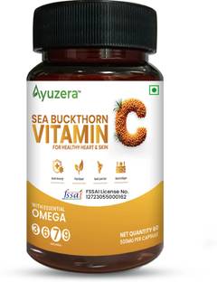 Ayuzera Seabuckthorn Capsules | Vitamin C, Antioxidants| Glowing Skin, Collagen Booster
