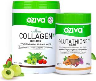 OZiva Glutathione Builder & Plant Based Collagen Builder, Skin Brightening, Anti-Aging