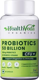 Health Veda Organics Probiotics 50 Billion CFU Multi-Strains for 10X Better Digestion & Immunity
