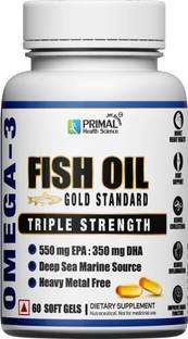 PRIMAL HEALTH SCIENCE Triple Strength Omega 3 Fish Oil (550mg EPA, 350mg DHA) for Brain, Heart & Joint