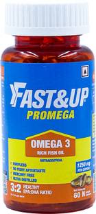 FAST&UP Promega Omega 3 Rich Fish Oil 1250mg 3:2 Health EPA:DHA Ratio (60 Softgels)