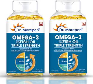 Dr. Morepen Omega-3 Fish Oil | 1250mg Triple Strength Capsules | No Fishy Burps
