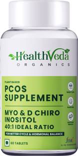 Health Veda Organics PCOS Multivitamin Supplement with Myo-Inositol, Caronositol, Folate, Chromium