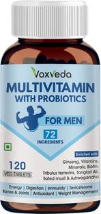 voxveda Multivitamin for Men with Probiotics - 72 Ingredients | Multivitamin Tablet