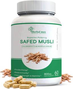 Herbal max Safed Musli Extract Capsule for Strength, Immunity & Stamina 800mg- 60 Capsule