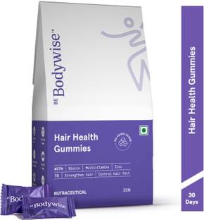 Bodywise 5000mcg Biotin Hair Gummies | 1 Month Pack | Strong Hair, Nails | No Added Sugar