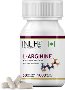 INLIFE L-Arginine 1000mg (60 Vegetarian Capsules) Serving, Nitric Oxide Precursor