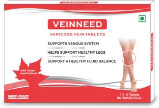West Coast Veinneed Varicose Vein Tablet with Grape Seed Extract for Leg Care