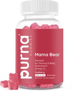 Purna Gummies Prenatal Cranberry Flavor Gummies for Pregnancy with Vitamin K2