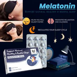 Black mirror MELATONIN 10MG with EYE MASK for HEALTHY NATURAL RESTFUL SLEEP chewable tablets