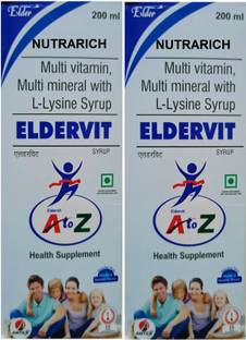 NUTRARICH Eldervit Multivitamin Multimineral Syrup Tonic With Vitamin B12, D3 (2*200ml)
