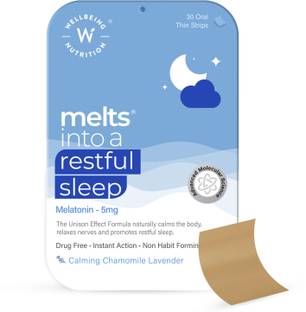 Wellbeing Nutrition Melts Restful Sleep Melatonin 5mg | Deep Sleep Supplement for Heathy Sleep cycle
