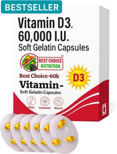 BEST CHOICE NUTRITION Vitamin D3 60000 IU Capsule for Bone Joint Mental Health & Heart for Men & Women