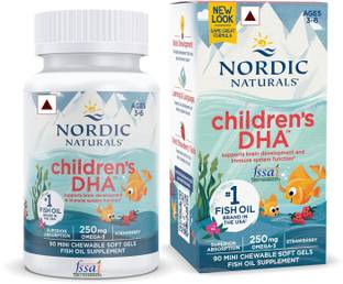 Nordic Naturals Children's DHA 250 MG Omega 3 Natural Strawberry Flavor 90 Mini Softgels
