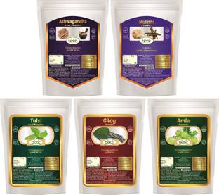 biotic Ashwagandha, Giloy, Tulsi, Amla and Mulethi Powder - Combo 100g each