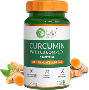 Pure Nutrition Curcumin C3 Complex 760mg + Black Pepper, Amla & Sunthi | Natural Antioxidant