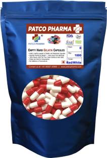 PATCO PHARMA RAW MATERIALS & EQIPMENTS Size 0 Red/White Empty Gelatin Pill/Capsule, Gluten Free, DIY Powder Filling