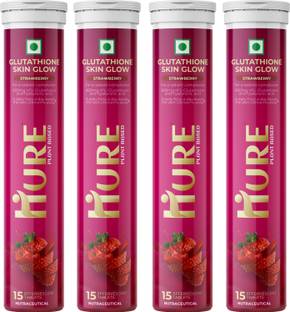 Hure Glutathione Skin Glow Effervescent Tablets 600mg with Vitamin C+E (Strawberry)