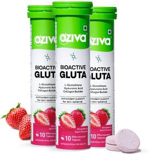 OZiva Bioactive Gluta Fizzy (Strawberry Swirl) To Reduce Pigmentation, 5 Antioxidants