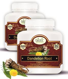 biotic Dandelion Root Extract 500mg - 120 Veg Capsules for Supports Liver and UTI
