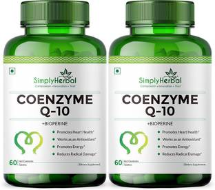 Simply Herbal Coenzyme Q10 200mg Tablets with Bioperine Antioxidant Supplements