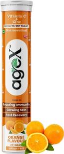 AGE-X Vitamin C 80mg + Zinc 10mg Effervescent | Immunity & Skin | Orange