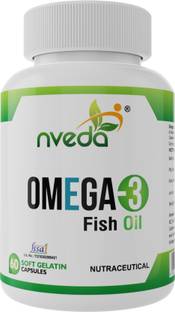 Nveda Omega 3 Supplements 60 Softgels ( 1000 mg Omega 3 , with 180 mg EPA & 120 mg DHA)