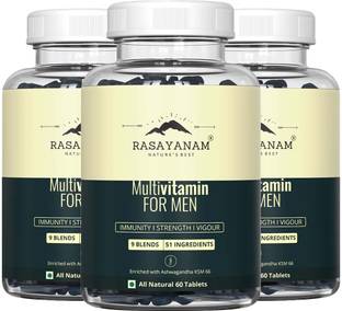Rasayanam Multivitamin for Men | 51 ingredients & 9 Blends for Overall Health - Pack of 3
