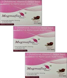 Megma Health Care Megmaflax Tablets L-Glutathione,Vitamin C,Alpha lipoic Acid,Grape Seed Extract