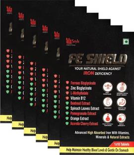 LIFE STYLE STUDIO FE SHIELD Iron Tablets Advanced High absorbed Iron with Vitamins, Minerals