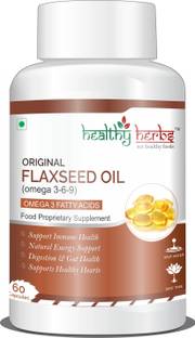 healthy herbs Original Flaxseed (Omega 3-6-9) 60 Softgels - Stimulate Hair & Skin Growth