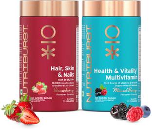 Nutriburst Biotin and Health & Vitality Gummies with Multivitamins & Biotin
