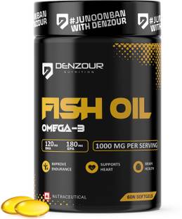 DENZOUR NUTRITION Omega-3 Fish Oil 1000mg | 180mg EPA & 120mg DHA For Muscle, eye & Joint Support