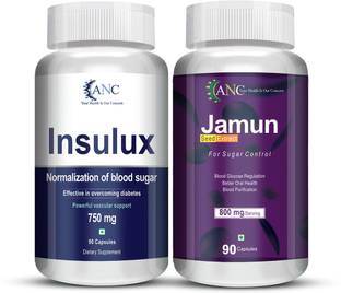 ANC Insulux 90 Cap & Jamun Seed Extract 90 Capsules For Diabetes Sugar Control