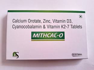 Nusmith Mithcal-O Calcium 500mg , Zinc, Vitamin D3, Vitamin B12 & Vitamin K2-7 Tablets
