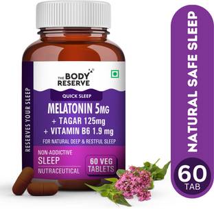 THE BODY RESERVE Melatonin Tablets 5 mg & Tagar for Natural Deep Sleep, Muscle & Nerve Relaxation