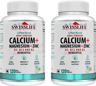 SWISSLIFE FOREVER Calcium Magnesium Zinc Vitamin D3/ B12 /K2 For Bone Health|Immunity Support