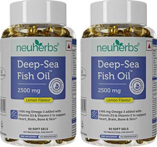 Neuherbs Deep Sea Omega 3 Capsules, Fish Oil Triple Strength 2500mg,EPA- 892mg, DHA-594mg