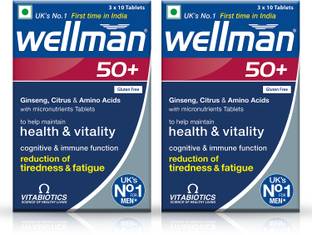 wellman Nutritional Support for Men Over 50|30 Specialized Nutrients(Pack of 2)