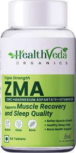 Health Veda Organics ZMA (Zinc, Magnesium & Vit B6) for Muscle Recovery & Sleep Quality