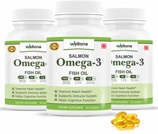 Wellona Salmon Omega 3 Fish Oil Capsules for Heart, Brain and Joint Support-1000mg